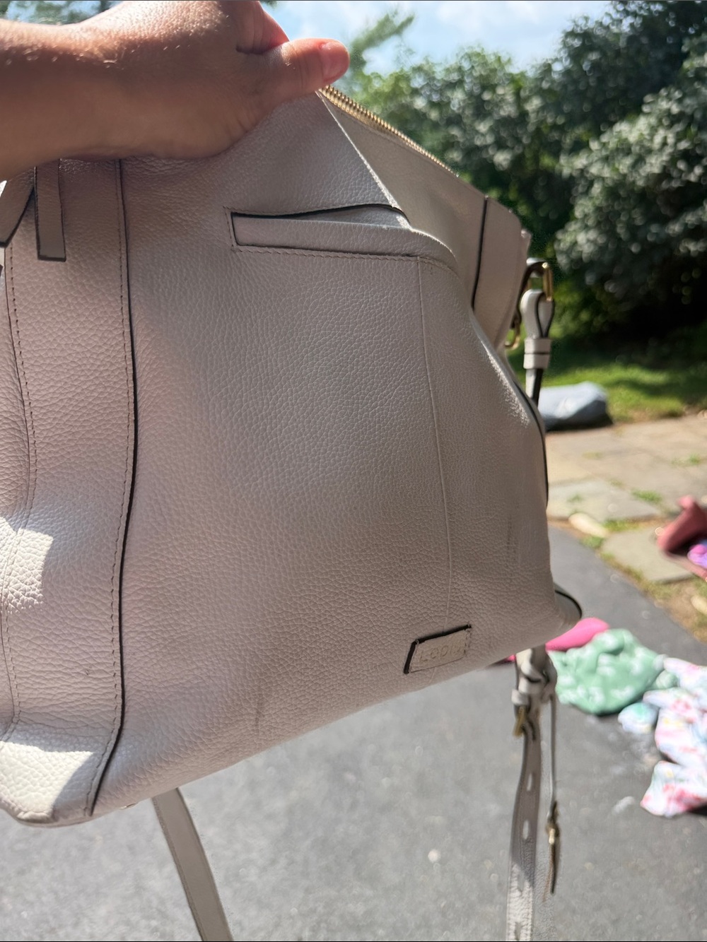 LODIS ~White Pebbled Leather Shoulder Bag RARE - Picture 7 of 9